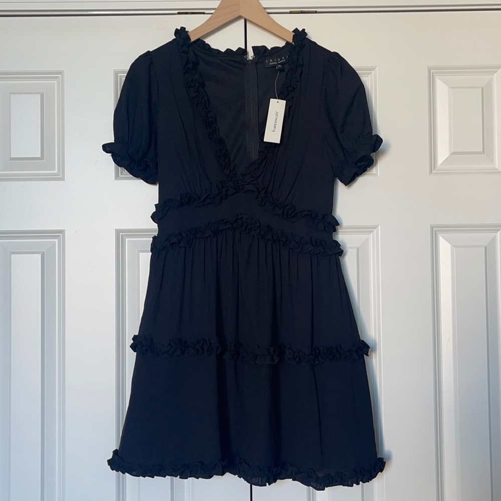 Francesca’s Black Ruffle Short Sleeve Dress